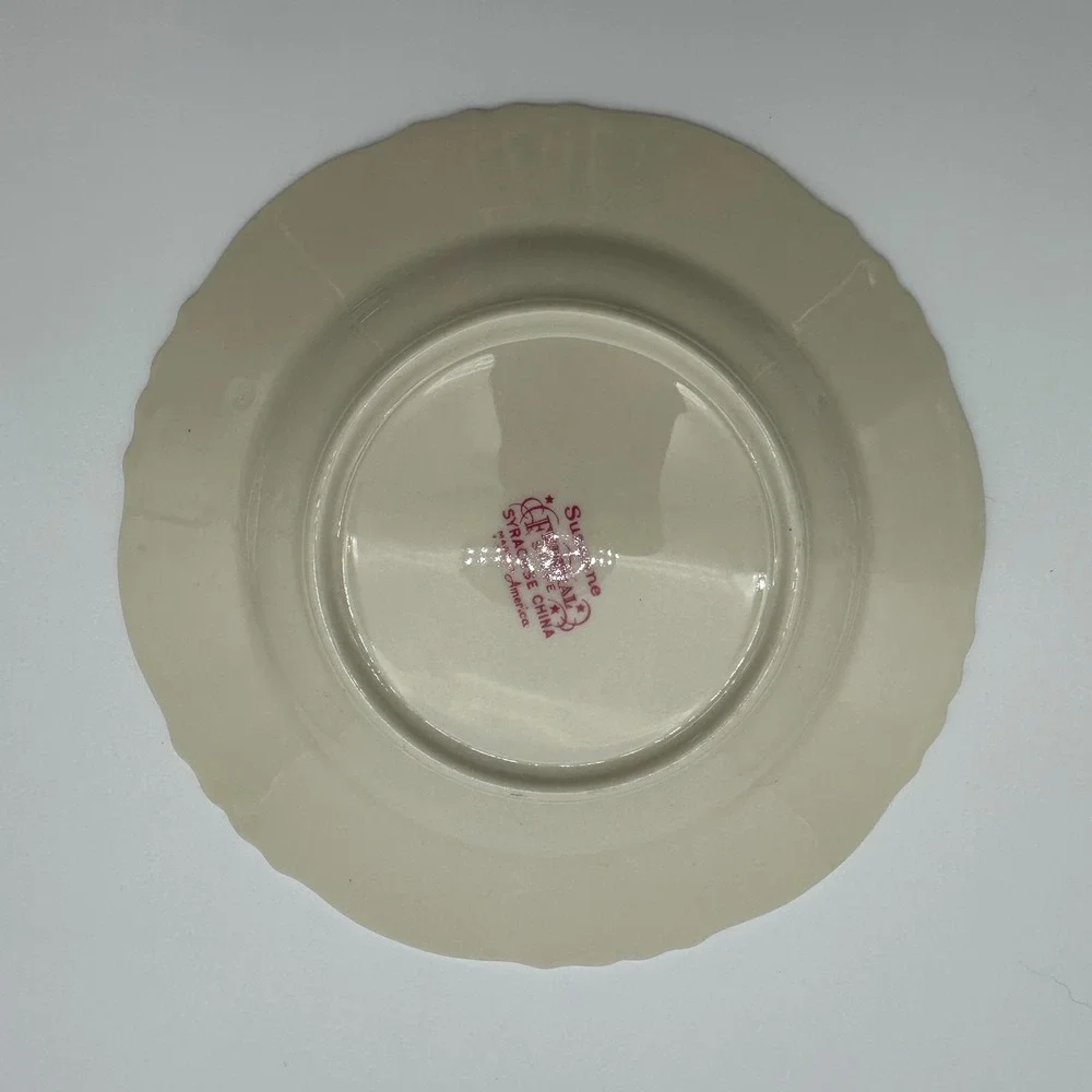 3 Syracuse China Suzanne Federal Shape Bread Plates Floral Gold 6.25